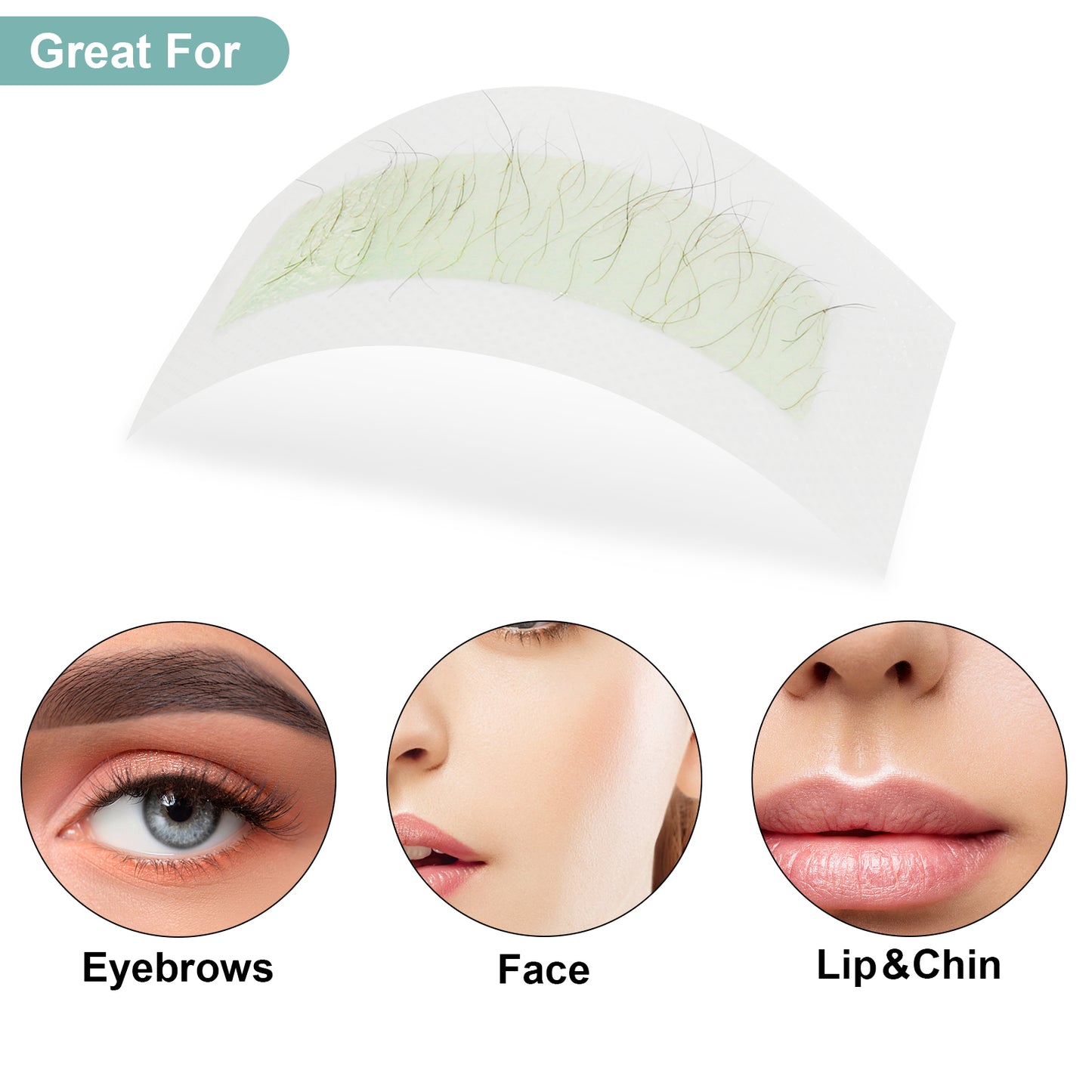 Charmonic Facial Wax Strips-60 Strips for Women, Hair Remover Waxing Kit for Face Eyebrow Upper Lip Cheek with 60 Face Wax Strips + 6 Wax Wipes