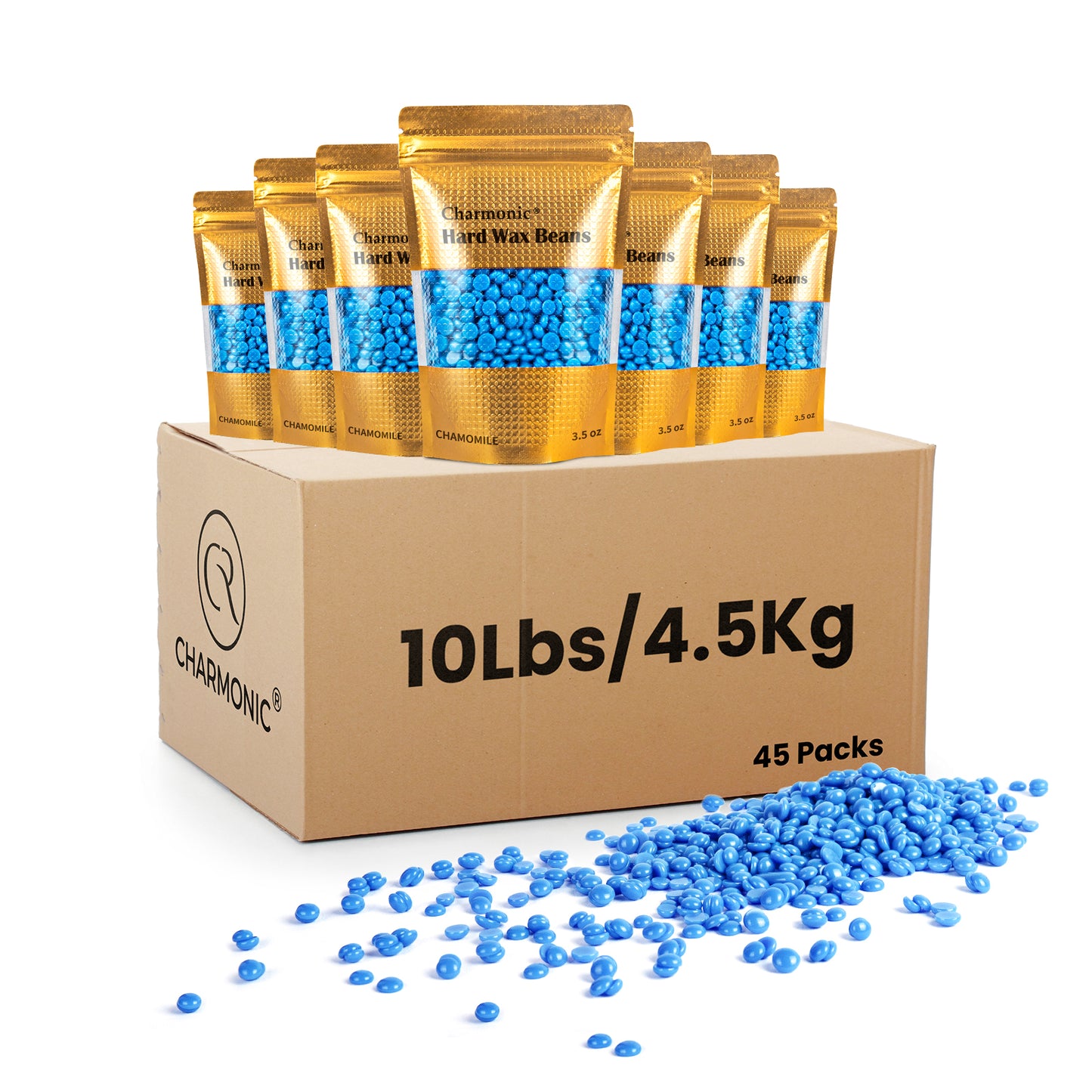 Charmonic 4.5kg/10lb Wax Beads, Bulk Hard Waxing Beads for Hair Wax Removal, at Home Waxing Kit for Women & Men