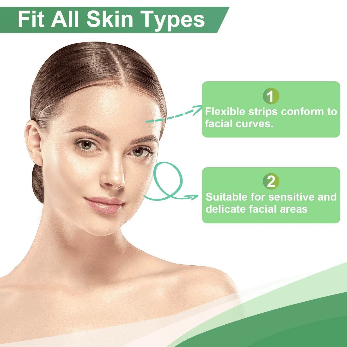 Charmonic 100pcs Natural Facial Wax Strips Hypoallergenic Hair Removal Waxing Kit for All Skin Types