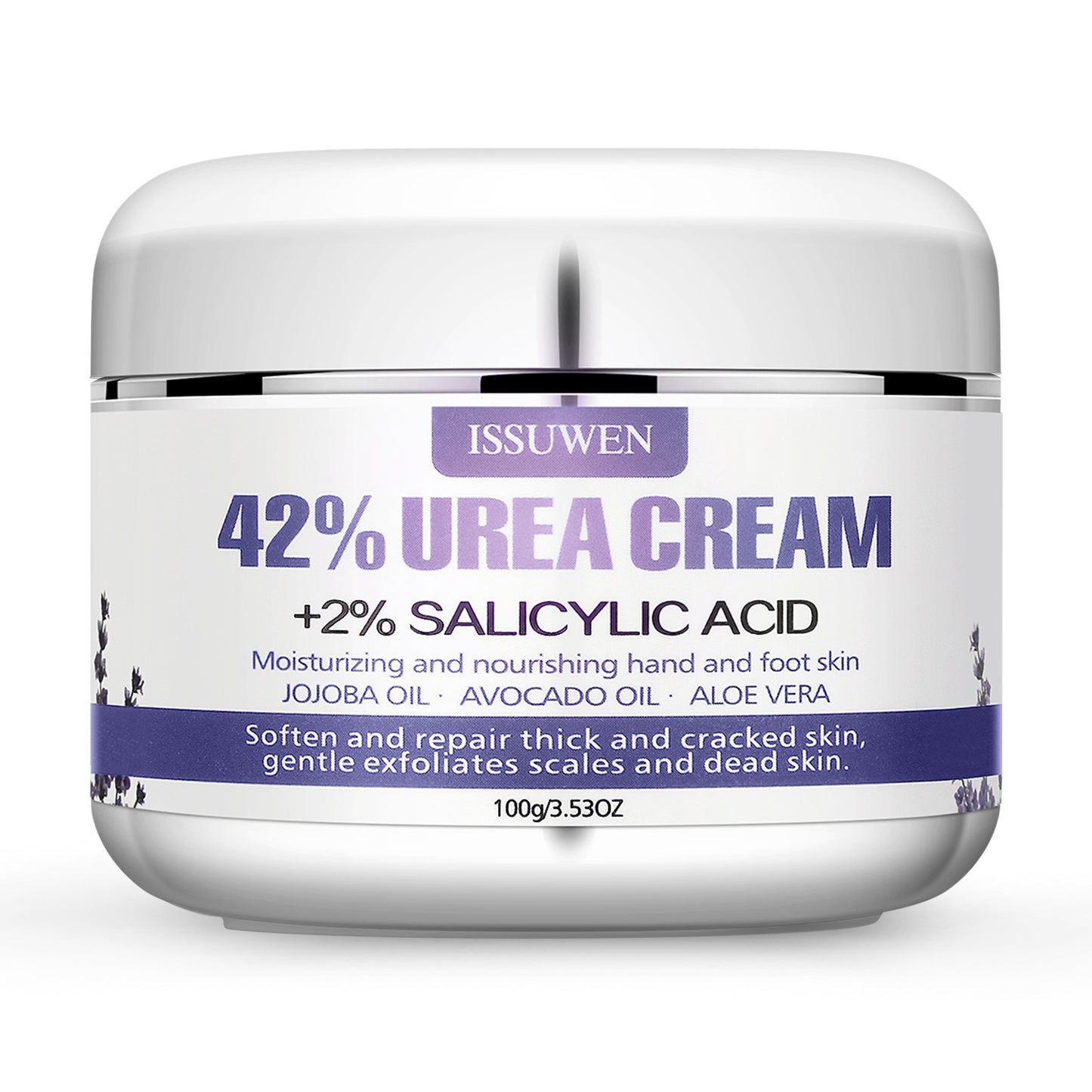ISSUWEN Lavender Urea Cream 42% with Salicylic Acid 2% and Lavender for Cracked Heels, 1 Pack