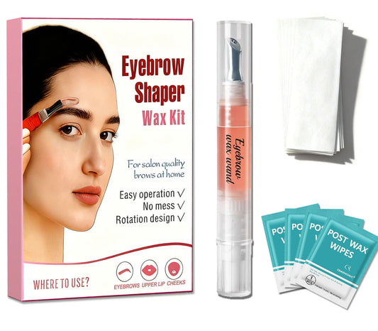Charmonic Eyebrow Wax Pen Kit, Precision Sugar Wax Wand for Face & Upper Lip, At-Home Hair Removal for Women with 50 Strips & Wipes