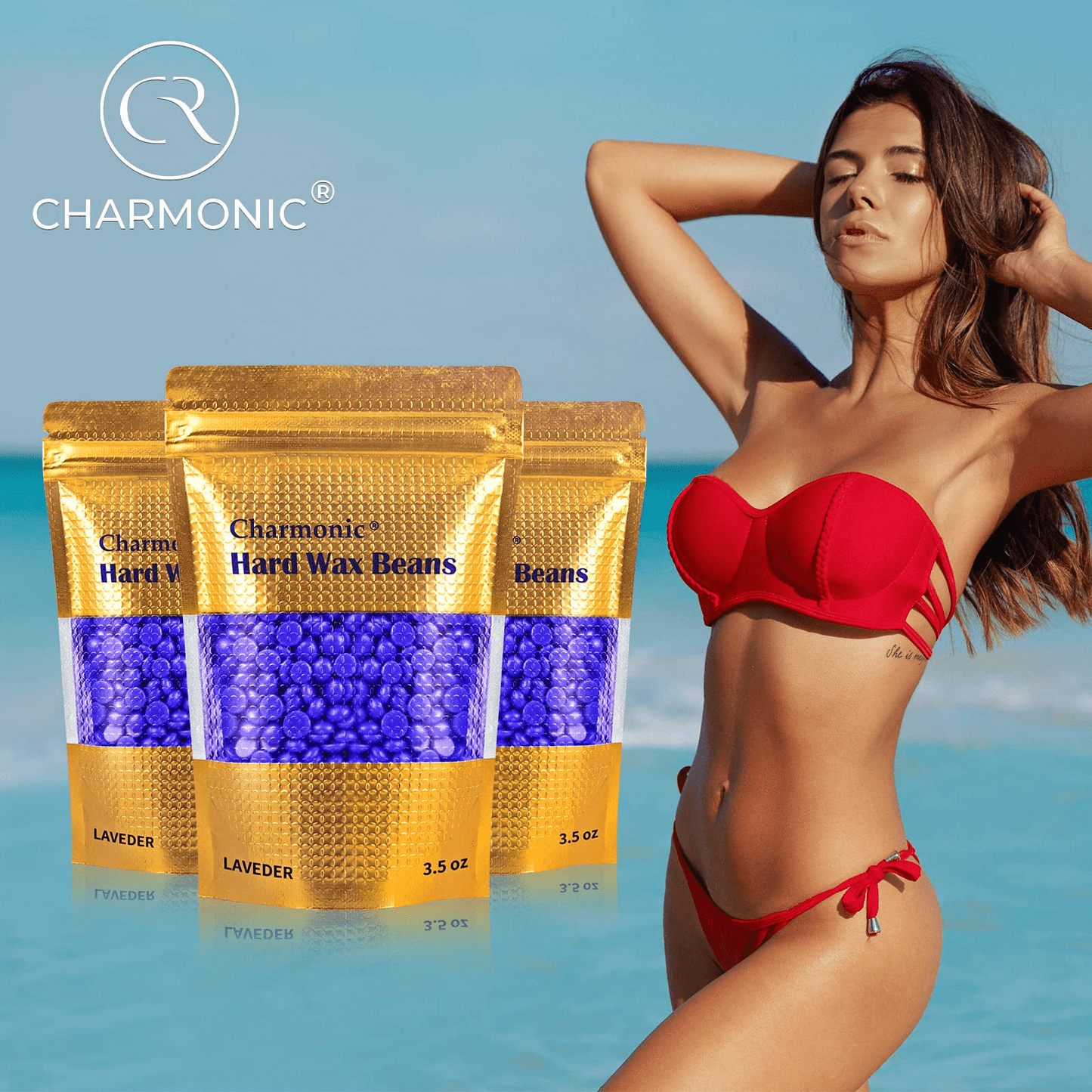 Charmonic 1.1lb/500g Hard Wax Beads for Hair Removal, Depilatory Wax Beans(lavender)