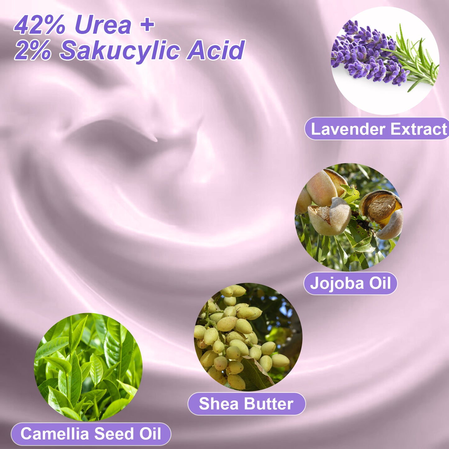 ISSUWEN Lavender Urea Cream 42% with Salicylic Acid 2% and Lavender for Cracked Heels, 2 Pack
