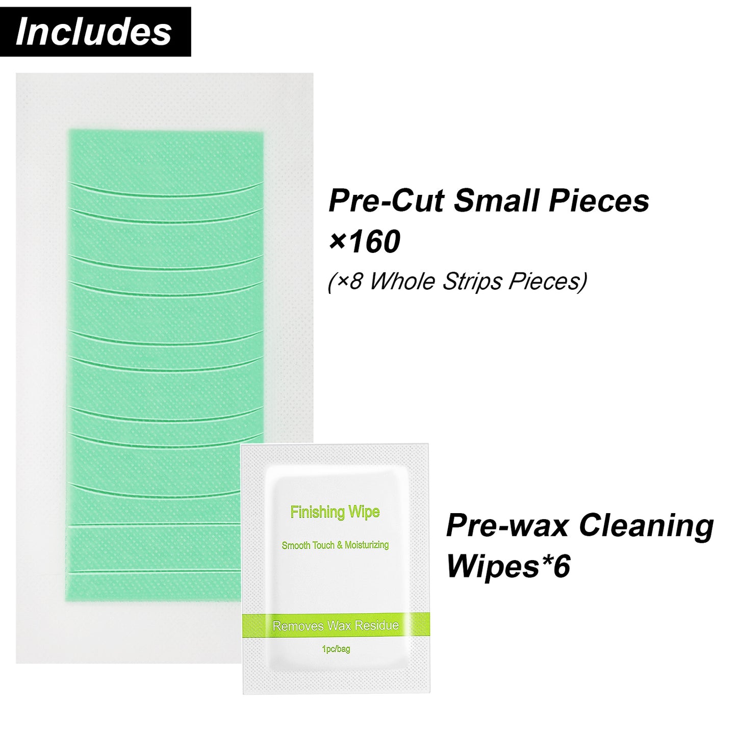 Charmonic Eyebrow Wax Strips - Pre-cut 160 Count, Eyebrow Waxing Kit for Eyebrow Shaper and Face Hair Removal for Women Contains 6 After-Wax Wipes