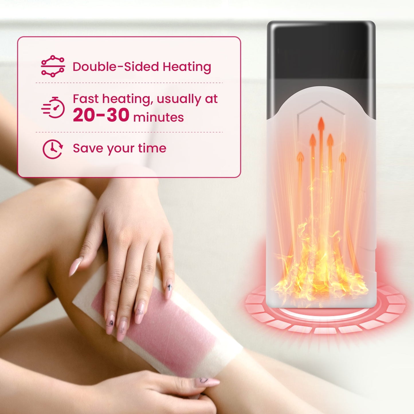 Charmonic Roll On Wax Kit, All-in-One Hair Removal Set with Wax Heater & 3 Cartridges, 100 Strips & Wipes, for Beginners & All Skin Types (White)
