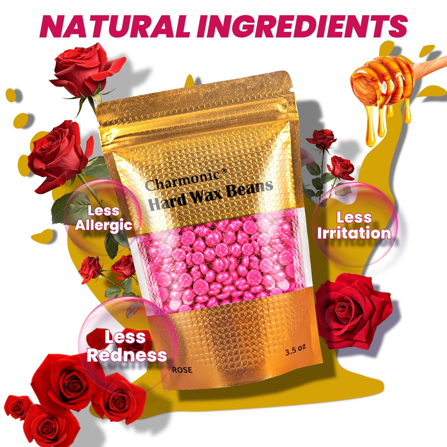 Charmonic 4.5kg/10lb Wax Beads, Bulk Hard Waxing Beads for Hair Wax Removal, at Home Waxing Kit for Women & Men(Rose)