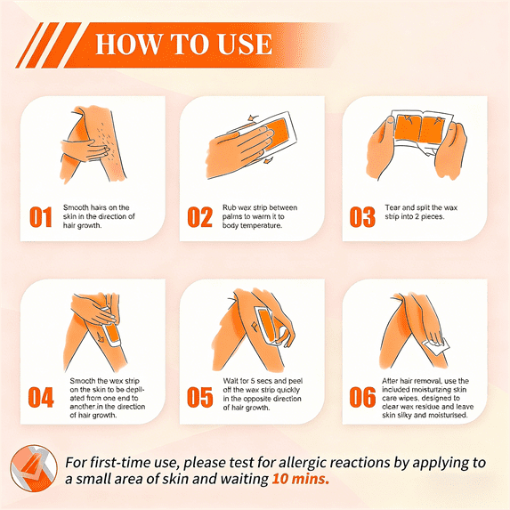 Charmonic 100pcs Wax Strips for Hair Removal, All-Over Body Wax Hair Removal Kit for Women & Men with 10 After-Wax Wipes