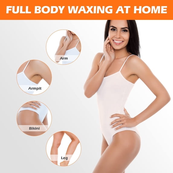 Charmonic 100pcs Wax Strips for Hair Removal, All-Over Body Wax Hair Removal Kit for Women & Men with 10 After-Wax Wipes