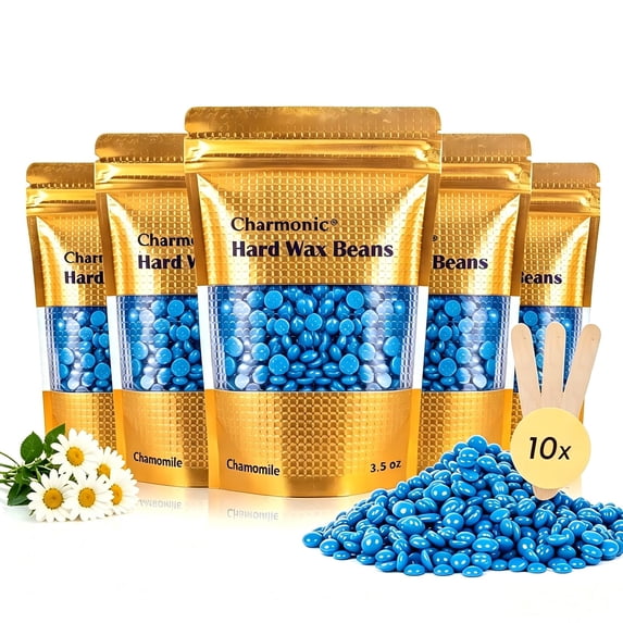 Charmonic 1.1lb/500g Hard Wax Beads for Hair Removal, Depilatory Wax Beans(chamomile)