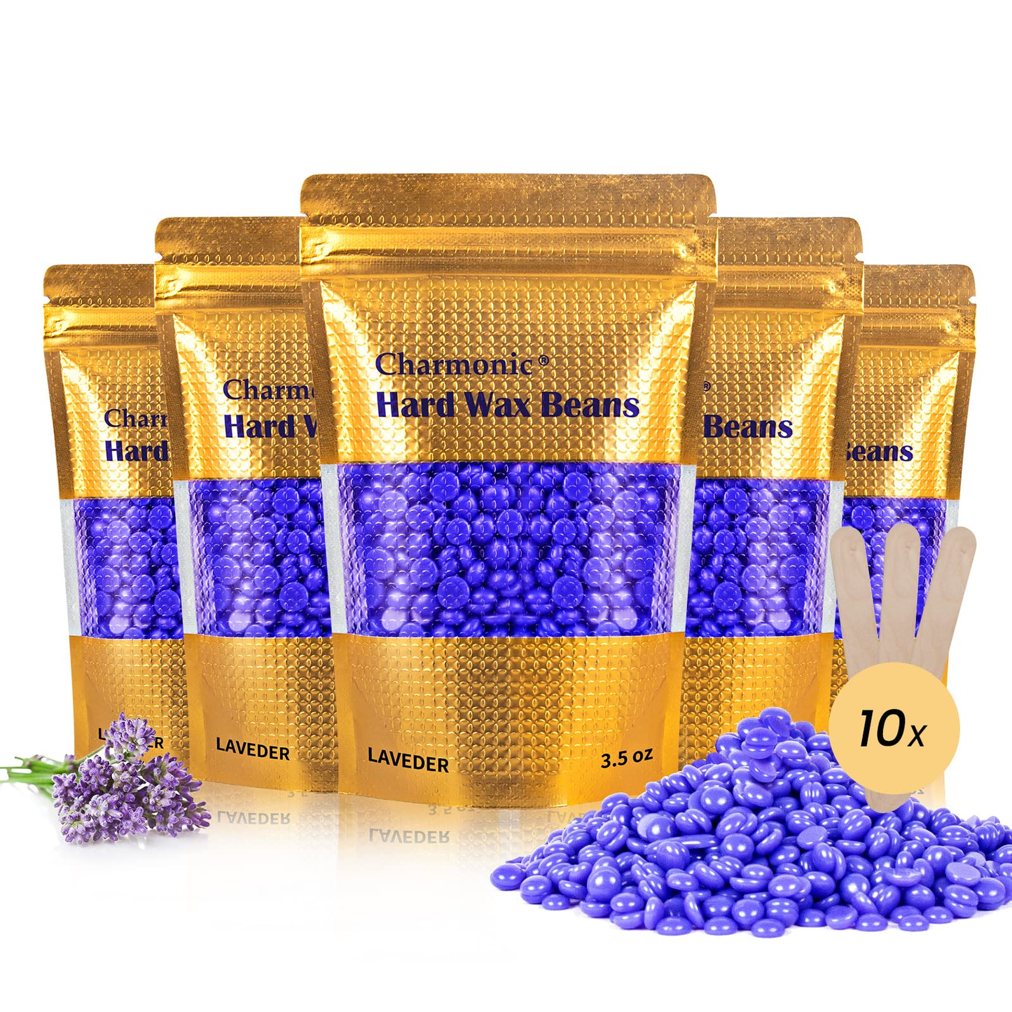 Charmonic 1.1lb/500g Hard Wax Beads for Hair Removal, Depilatory Wax Beans(lavender)