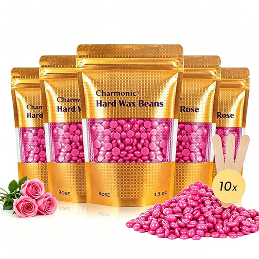 Charmonic 1.1lb/500g Hard Wax Beads for Hair Removal, Depilatory Wax Beans(rose)