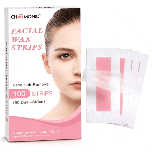 Charmonic Facial Wax Strips - 100 Count, Facial Hair Removal for Women, Waxing Strips for Face Eyebrow Upper Lip Cheek Hair Remover, Quick & Painless At Home Waxing Kit for All Skin Types