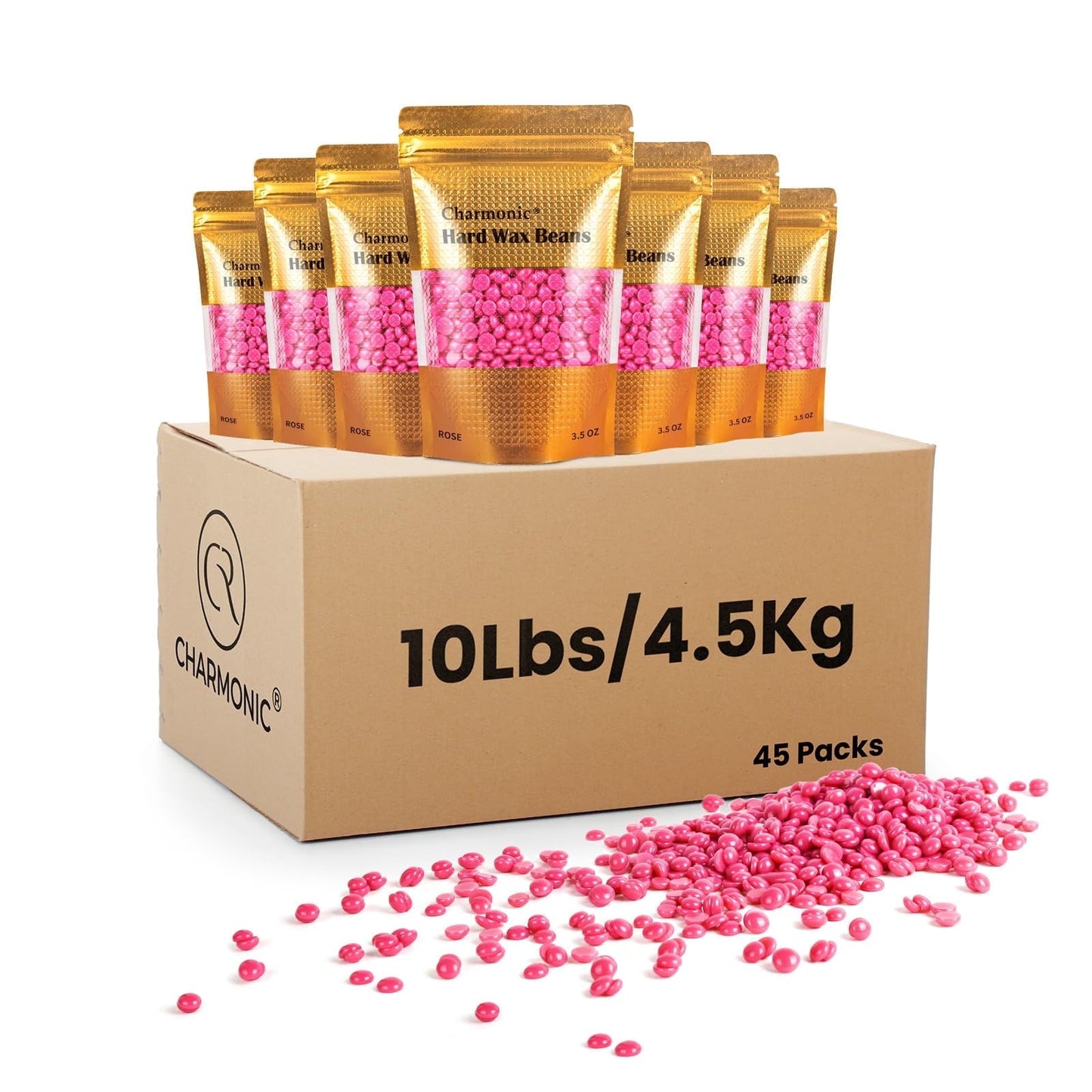 Charmonic 4.5kg/10lb Wax Beads, Bulk Hard Waxing Beads for Hair Wax Removal, at Home Waxing Kit for Women & Men(Rose)