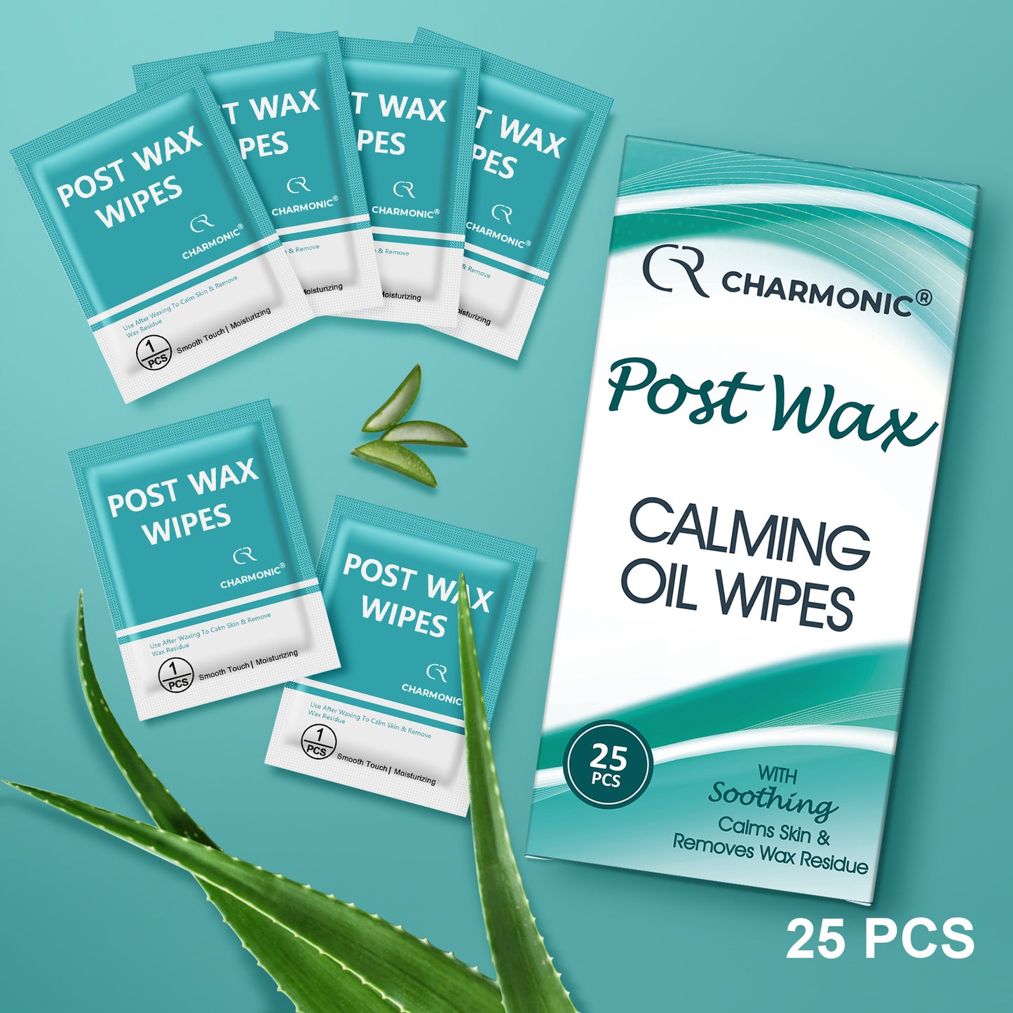 Charmonic 25 Pcs Post Wax Oil Wipes, Wax Remover for Skin Cleanser, Post Wax Care Refill Pack for All Hair Removal Products