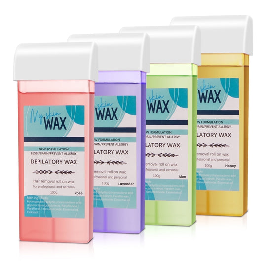 Charmonic Roll On Waxing Kit for Women & Men - 4 Refill Cartridges for Coarse & Fine Hair Removal on Body, Legs, Arms - At-Home Hair Removal for Sensitive Skin