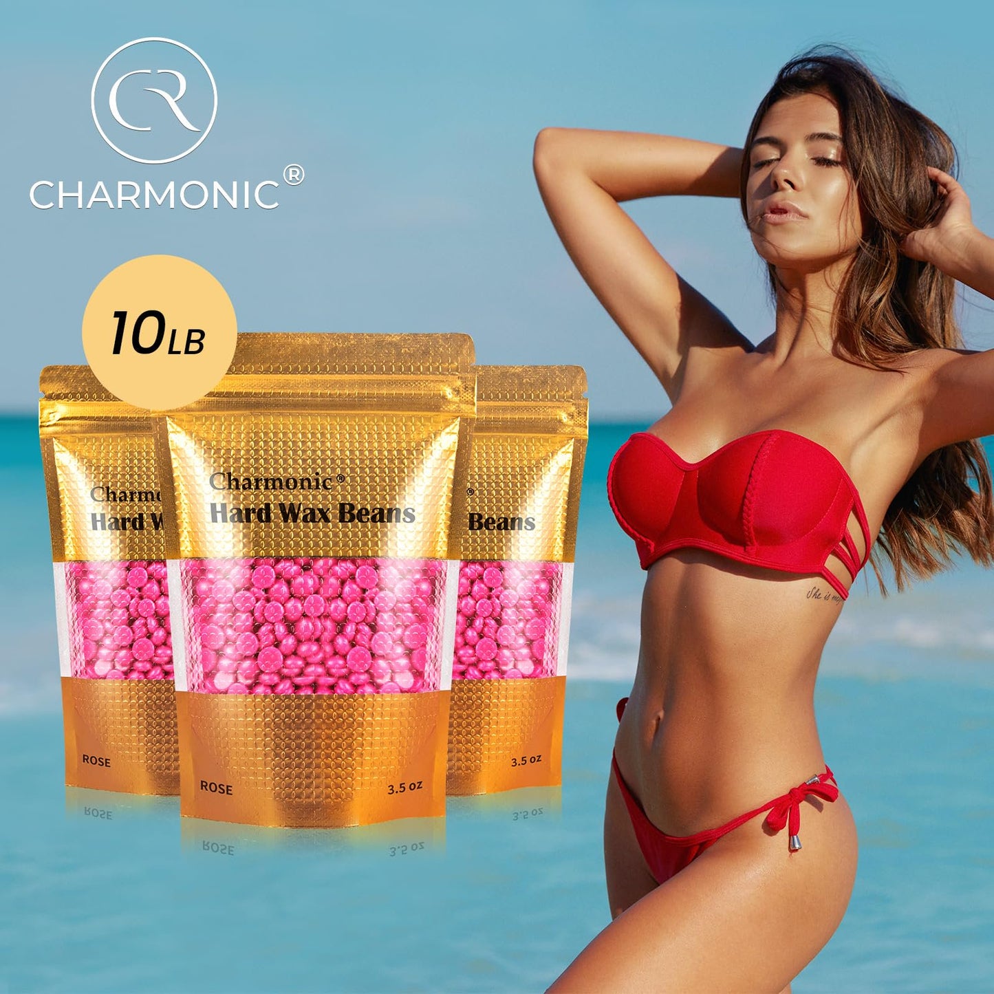 Charmonic 4.5kg/10lb Wax Beads, Bulk Hard Waxing Beads for Hair Wax Removal, at Home Waxing Kit for Women & Men(Rose)