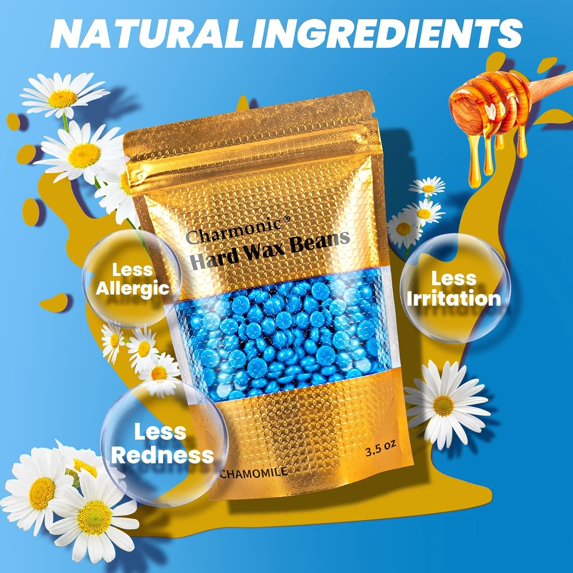 Charmonic 1.1lb/500g Hard Wax Beads for Hair Removal, Depilatory Wax Beans(chamomile)