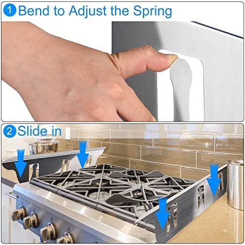 KOZYLAND Stove Cover, Stove Guard, Stainless Steel Stove Gap Covers, Heat Resistant & Easy to Clean Stove Counter Gap Cover, Kitchen Stove Counter Gap Cover Eliminates Gap Between Counter & Appliances (2 pcs)