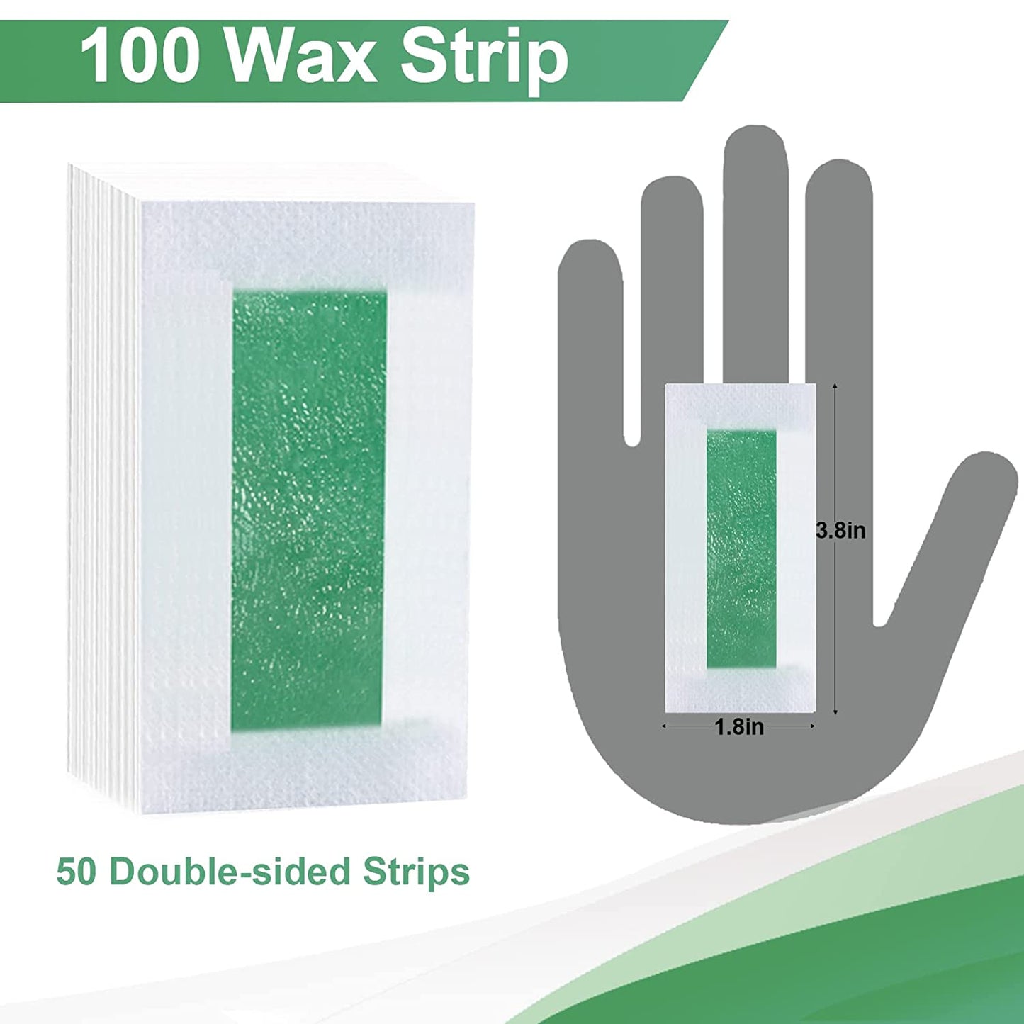 Charmonic 100pcs Natural Facial Wax Strips Hypoallergenic Hair Removal Waxing Kit for All Skin Types