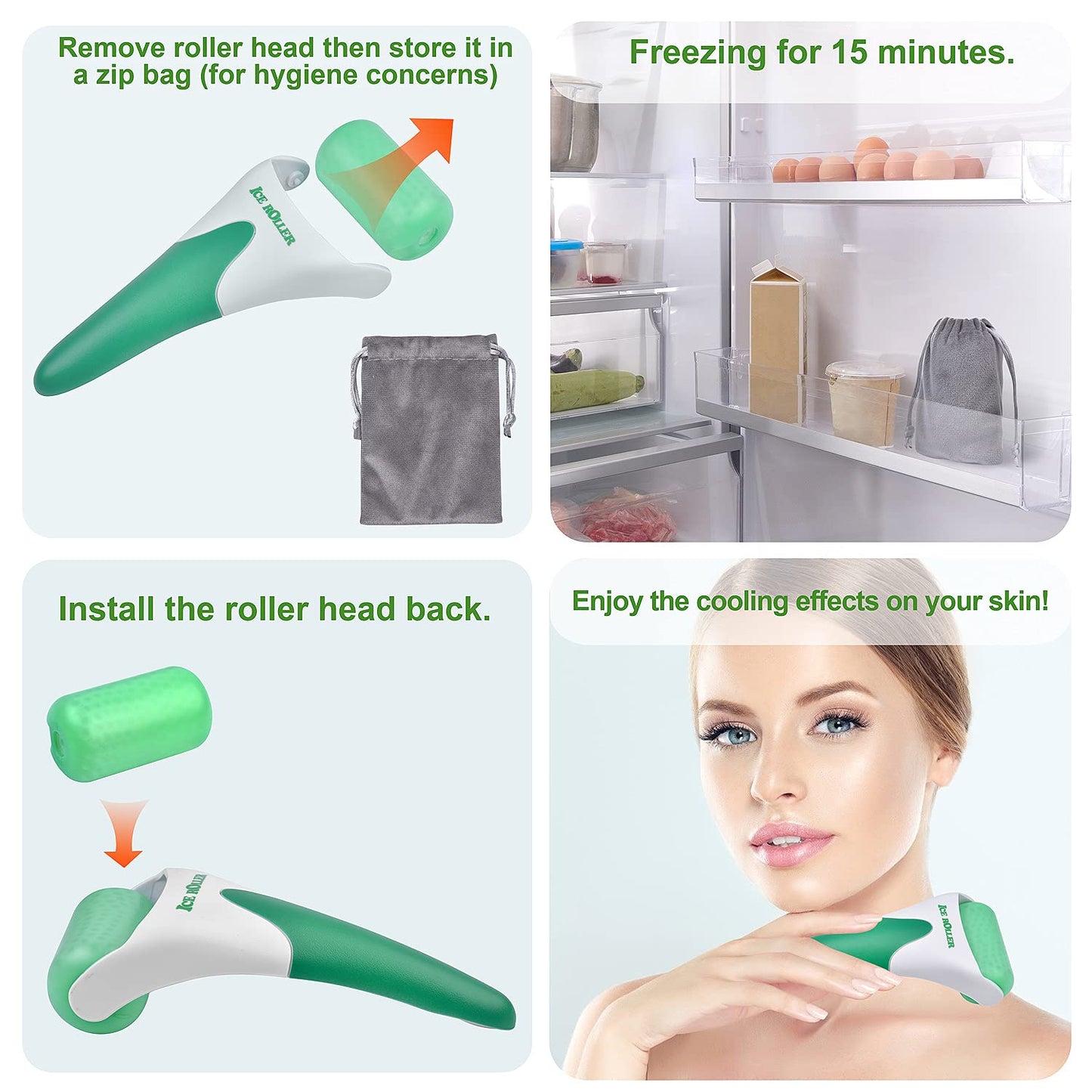 Charmonic Ice Roller & Jade Roller and Gua Sha Set
