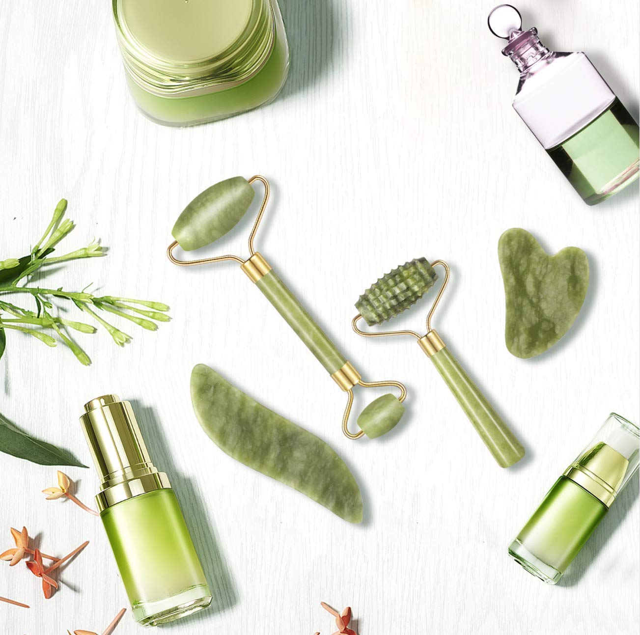 Charmonic 4pcs Jade Roller & Gua Sha Set