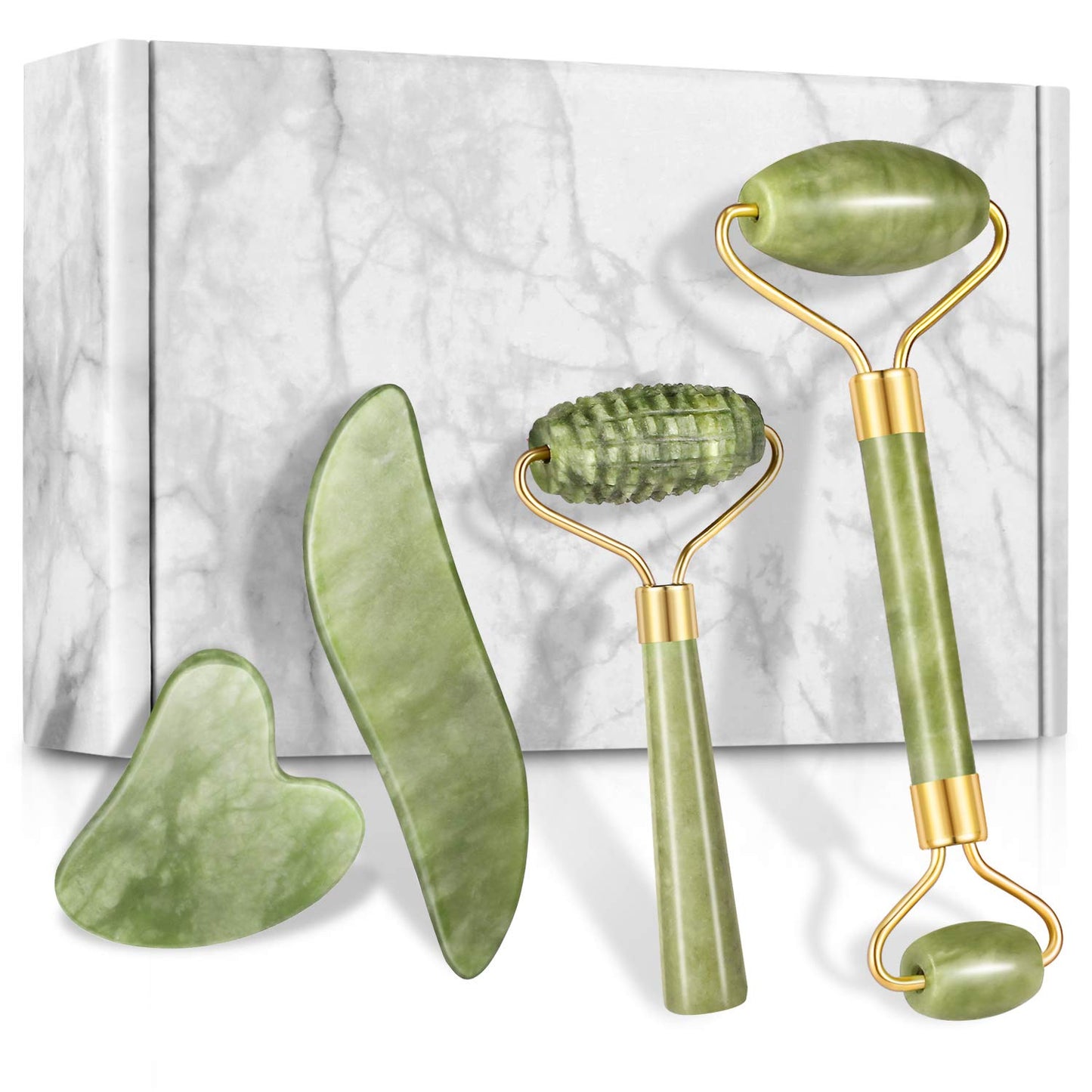 Charmonic 4pcs Jade Roller & Gua Sha Set