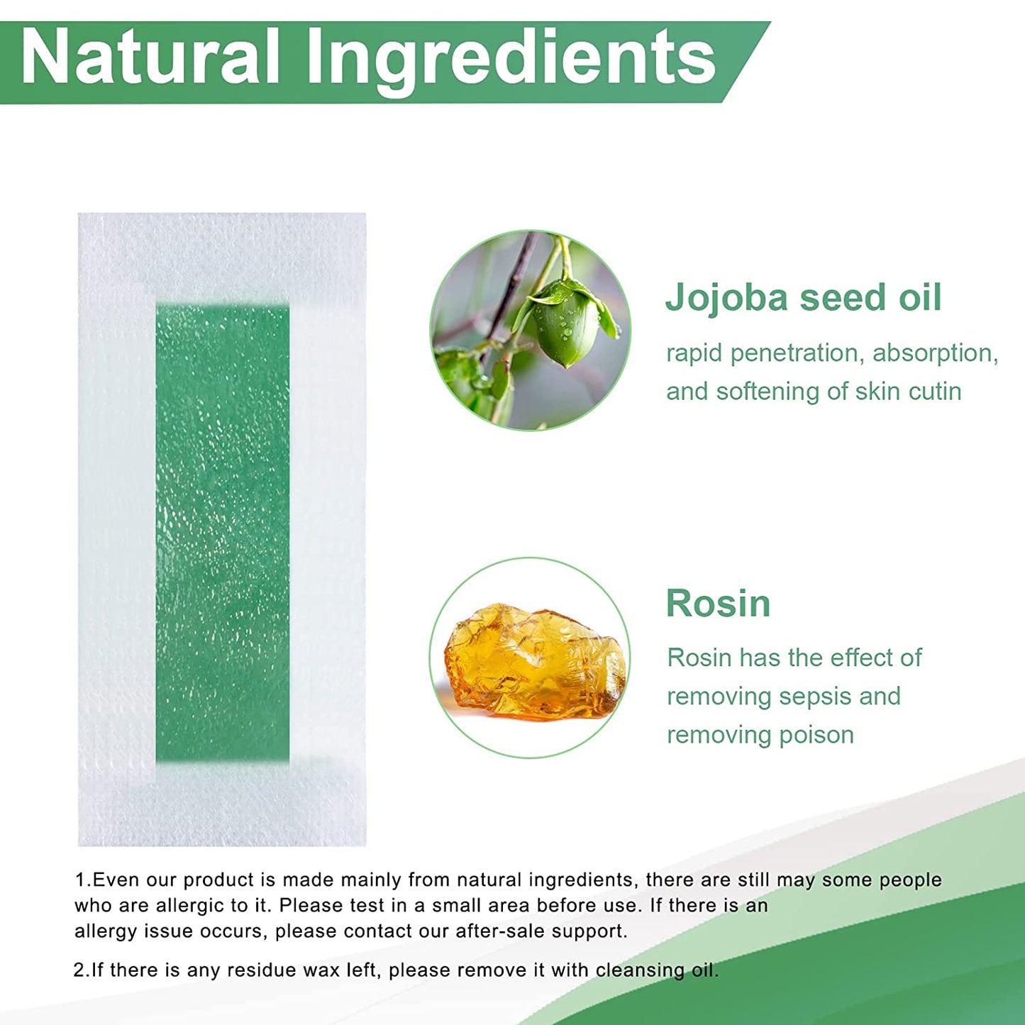 Charmonic 100pcs Natural Facial Wax Strips Hypoallergenic Hair Removal Waxing Kit for All Skin Types