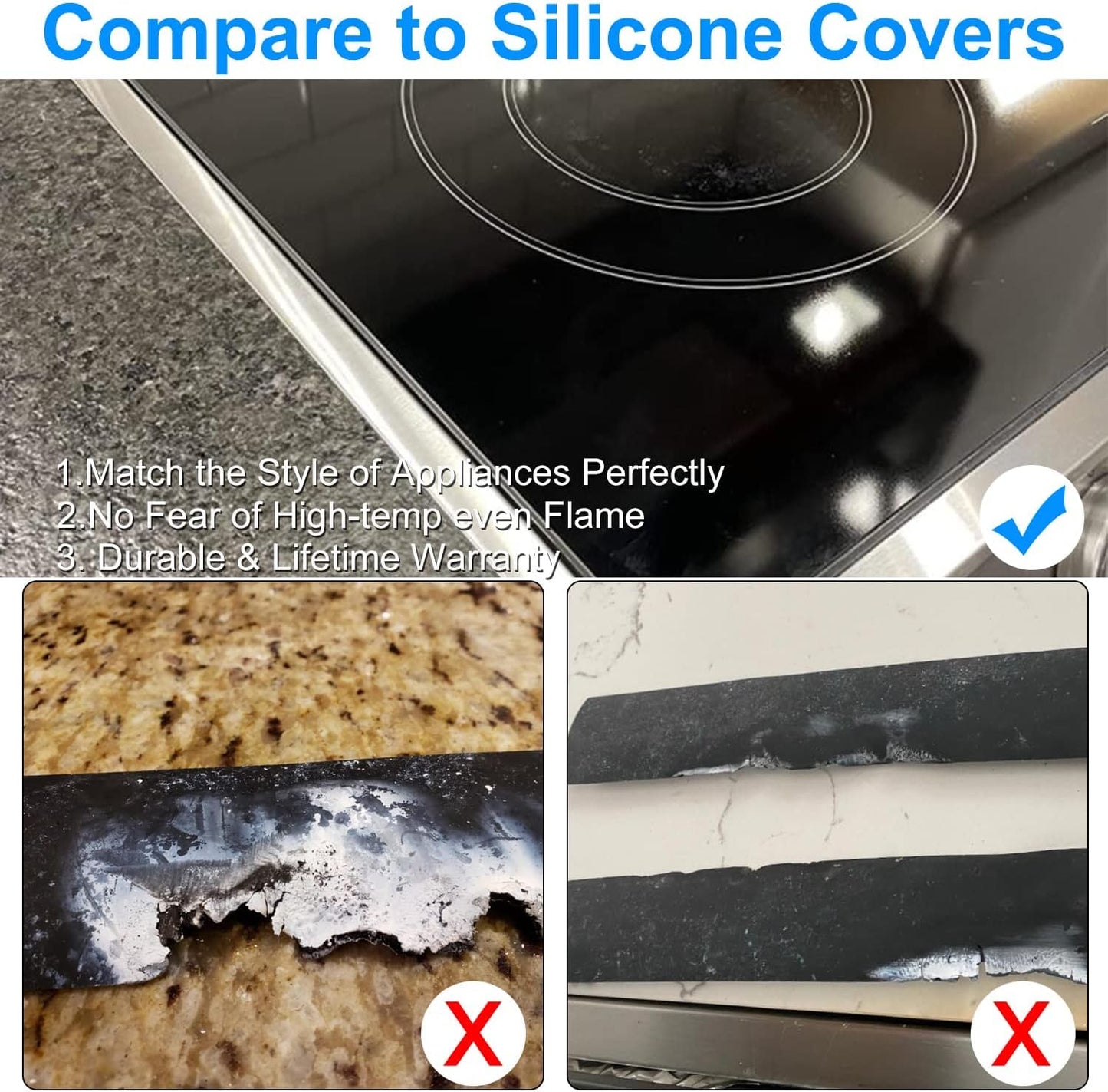 KOZYLAND Stove Cover, Stove Guard, Stainless Steel Stove Gap Covers, Heat Resistant & Easy to Clean Stove Counter Gap Cover, Kitchen Stove Counter Gap Cover Eliminates Gap Between Counter & Appliances (2 pcs)