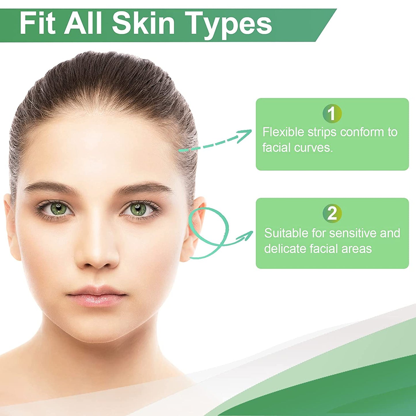 Charmonic 100pcs Natural Facial Wax Strips Hypoallergenic Hair Removal Waxing Kit for All Skin Types