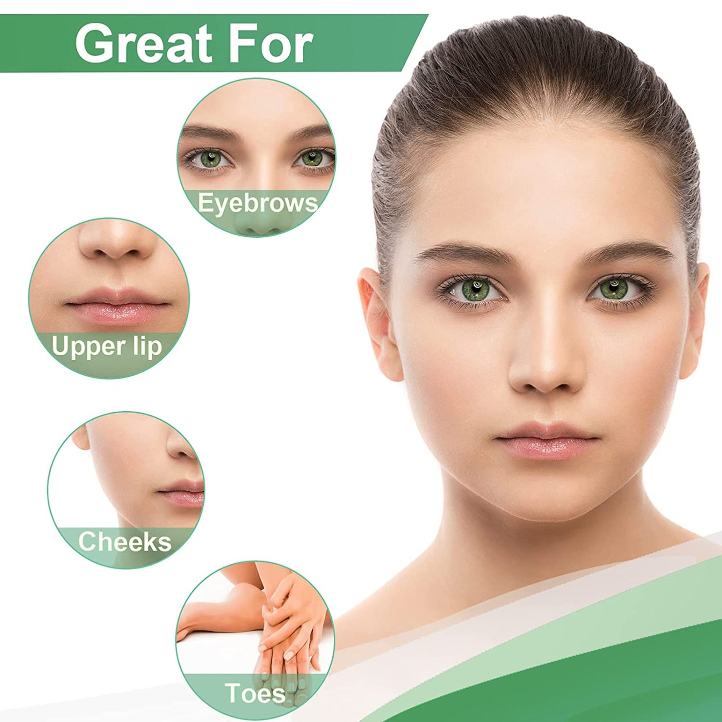 Charmonic 100pcs Natural Facial Wax Strips Hypoallergenic Hair Removal Waxing Kit for All Skin Types