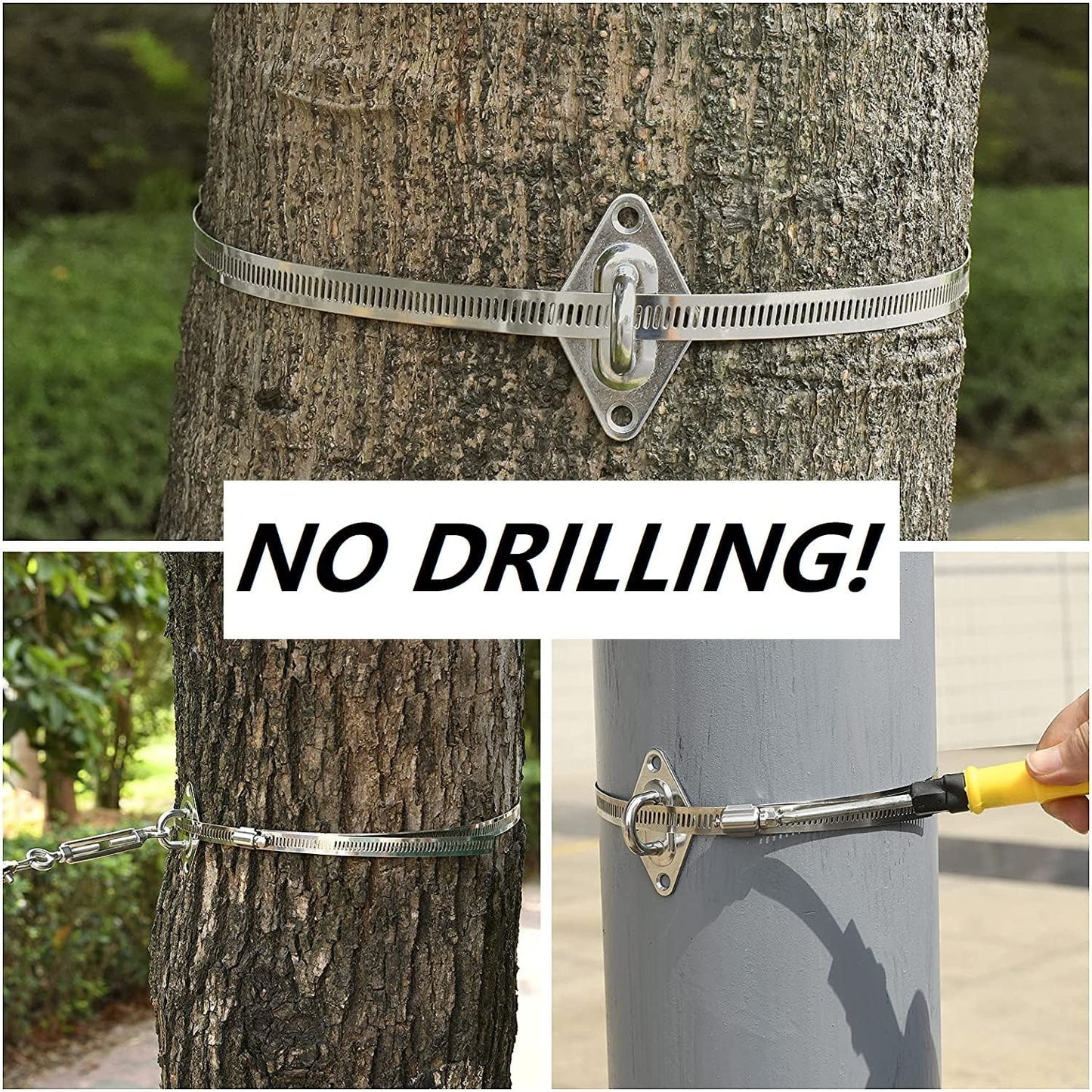 KOZYLAND Shade Sail Hardware Kit, Sun Shade Hardware Kit with 304 Stainless Steel Wire Rope for Square/Rectangle/Triangle Sun Shade Sails, Anti-Rust Stainless Steel Accessories for Outdoor (6 inch, 50/59 pcs)